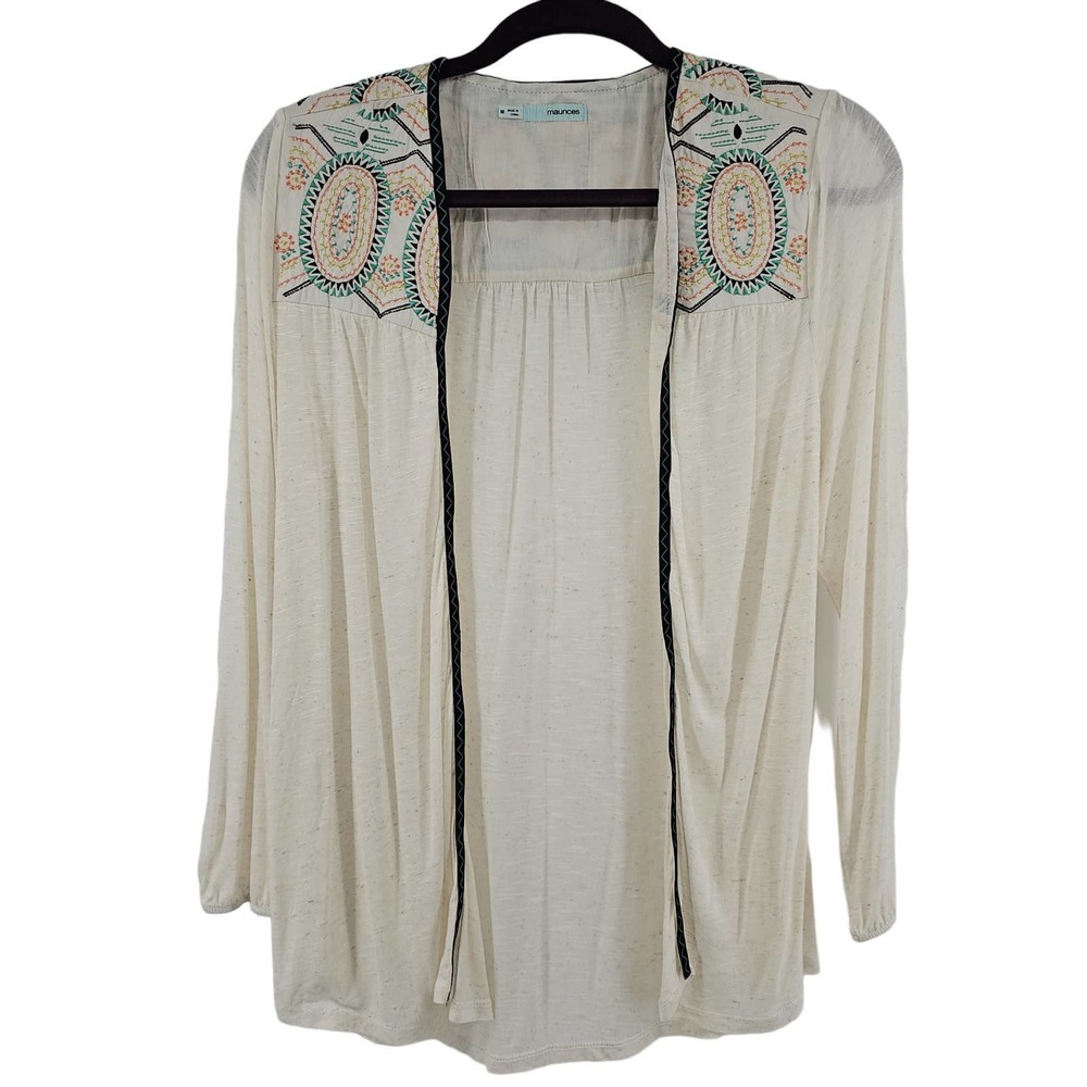 Maurices Embroidered Open Cardigan Top Medium